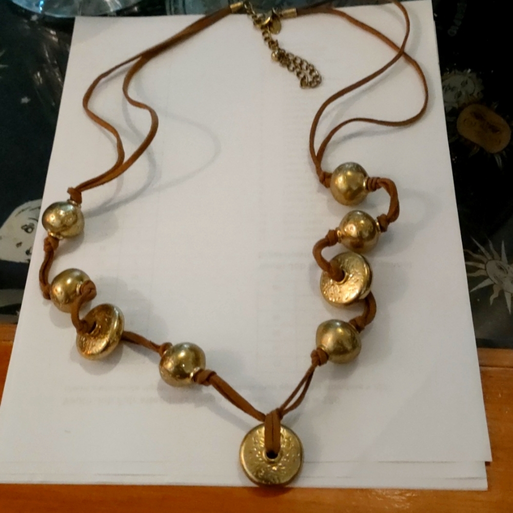 Chico's leather and beaded necklace